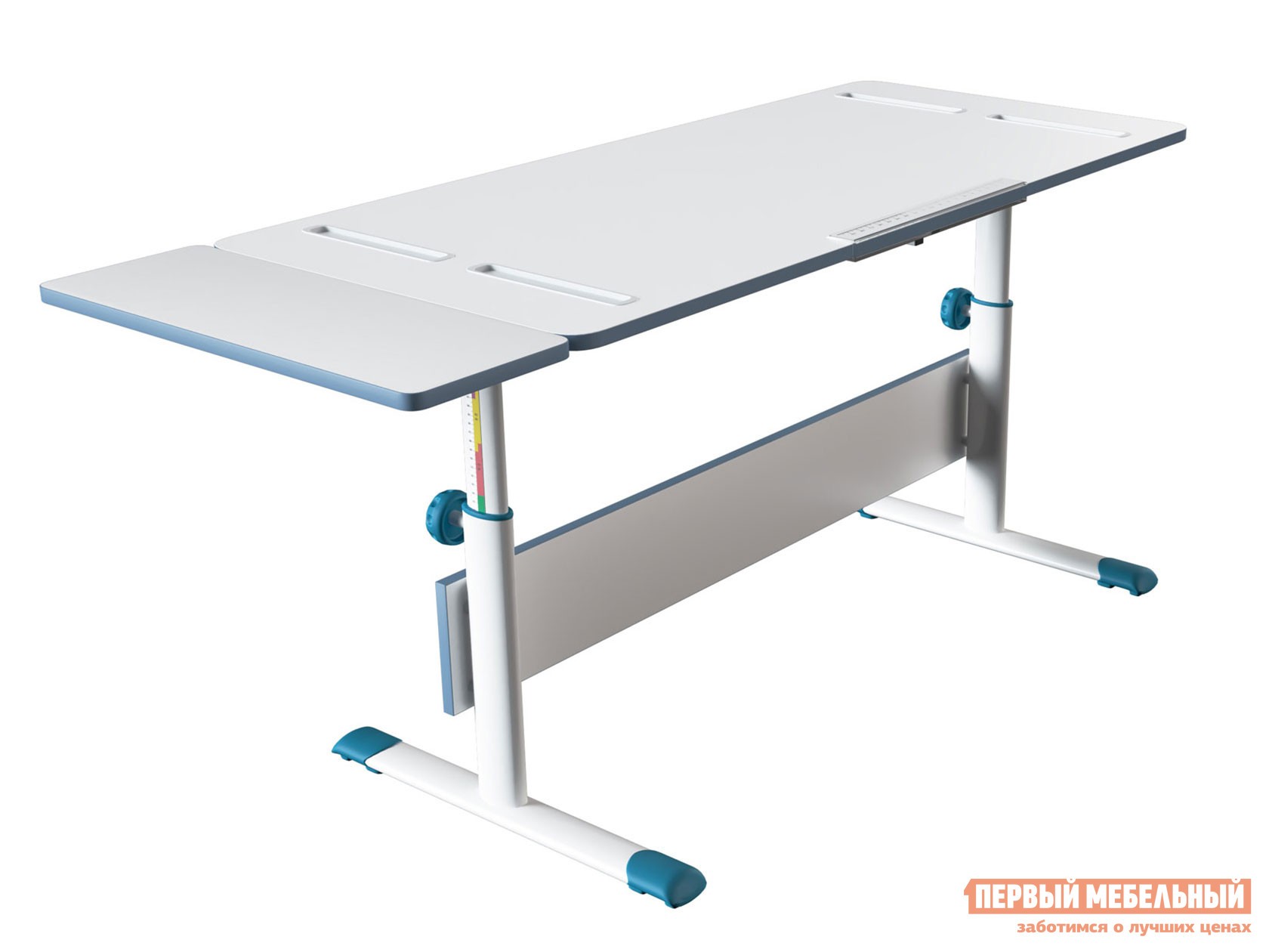 Парта  Сити D2 с боковой приставкой Белый / Синий