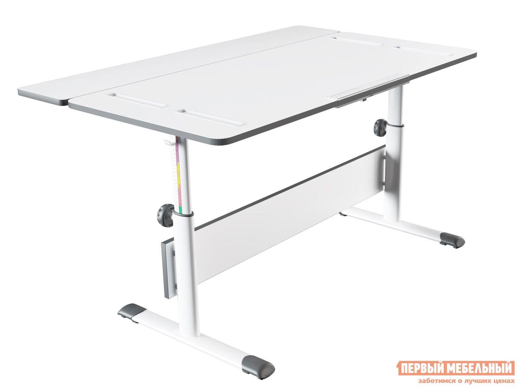 Парта  Сити D2 с задней приставкой Белый / Серый