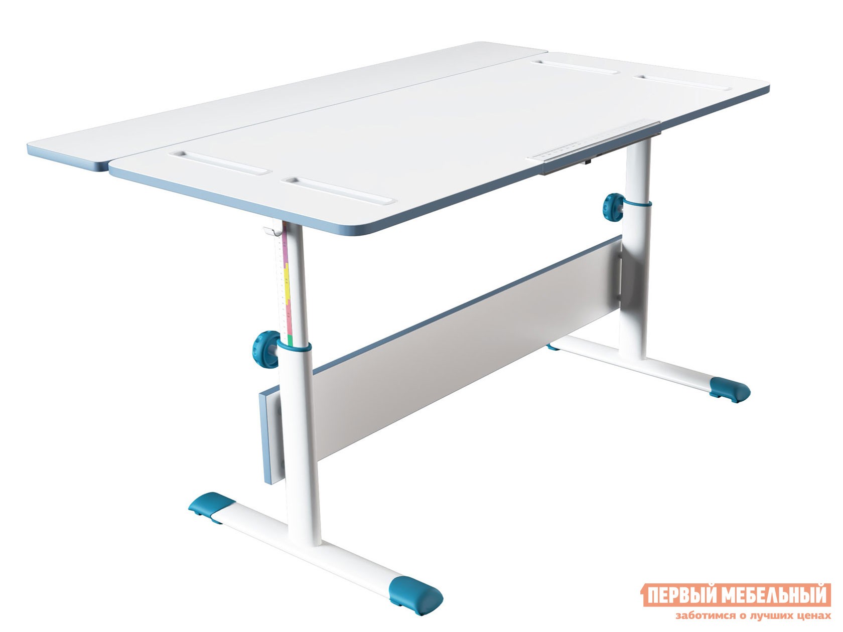 Парта  Сити D2 с задней приставкой Белый / Синий