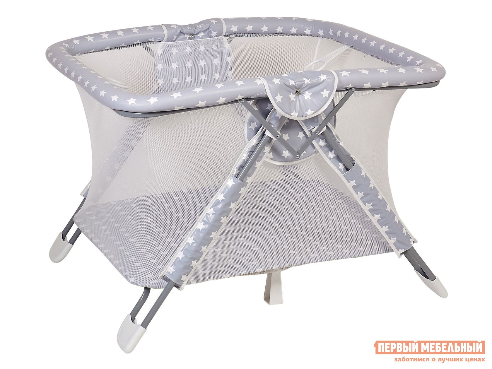 Манеж  Комфорт Звезды, серый-белый