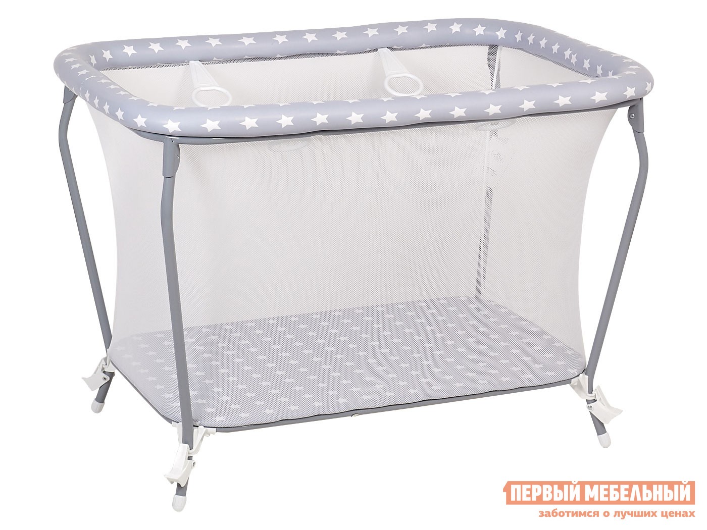 Манеж  Классик Звезды, серый-белый