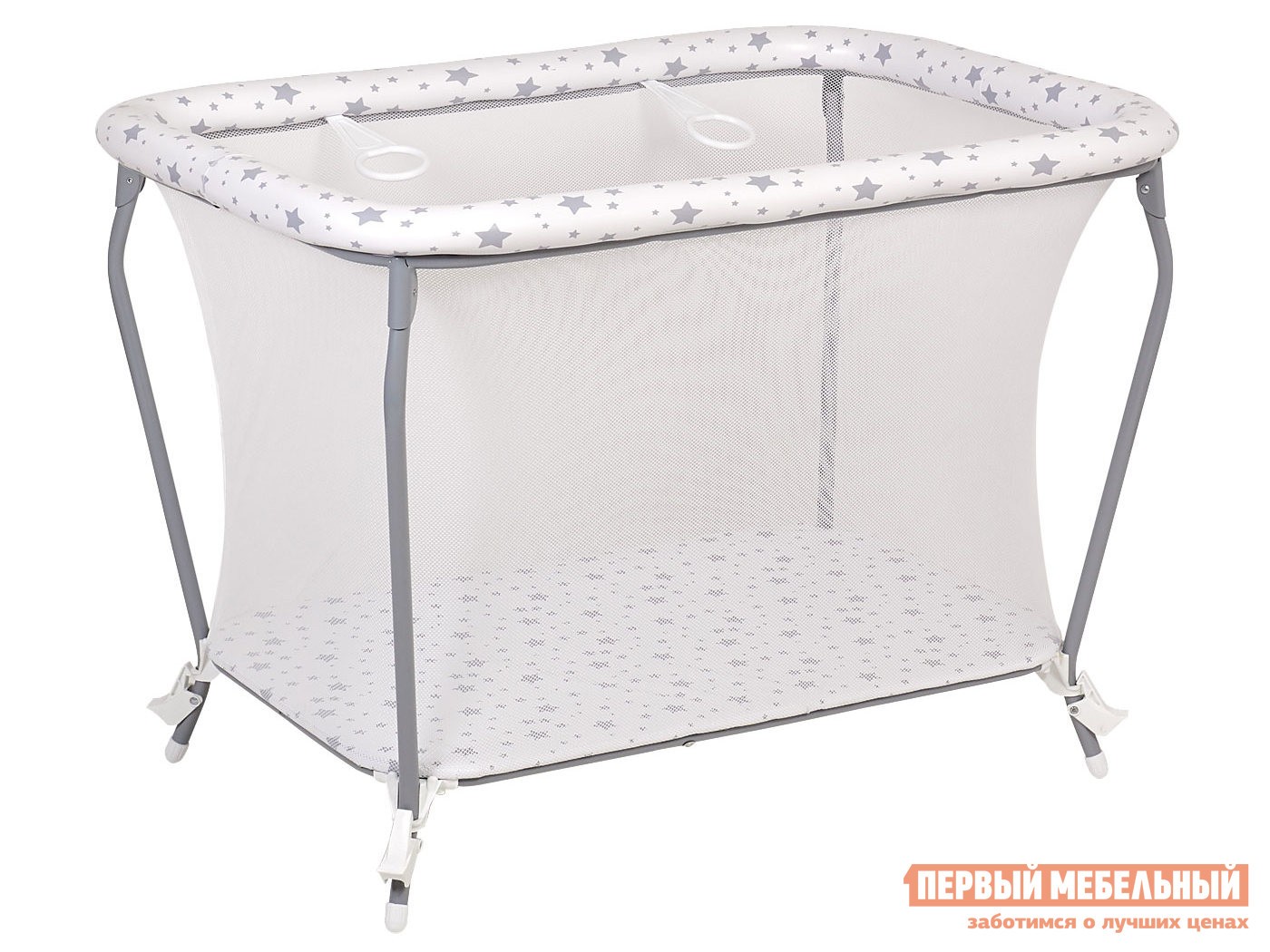 Манеж  Классик Звезды, белый-серый