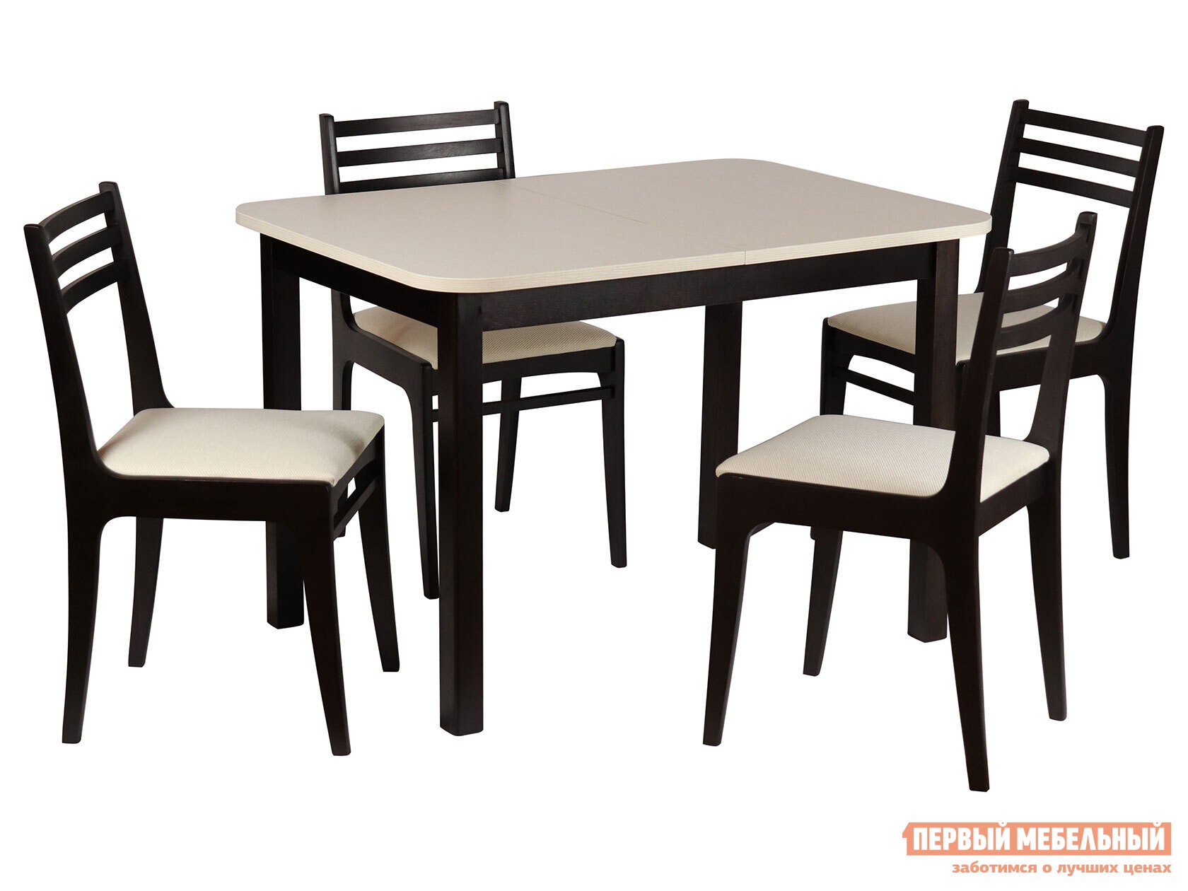 Обеденная группа для столовой и гостиной  Франц + 4 стула Грис Венге / Валенсия / Аполло беж