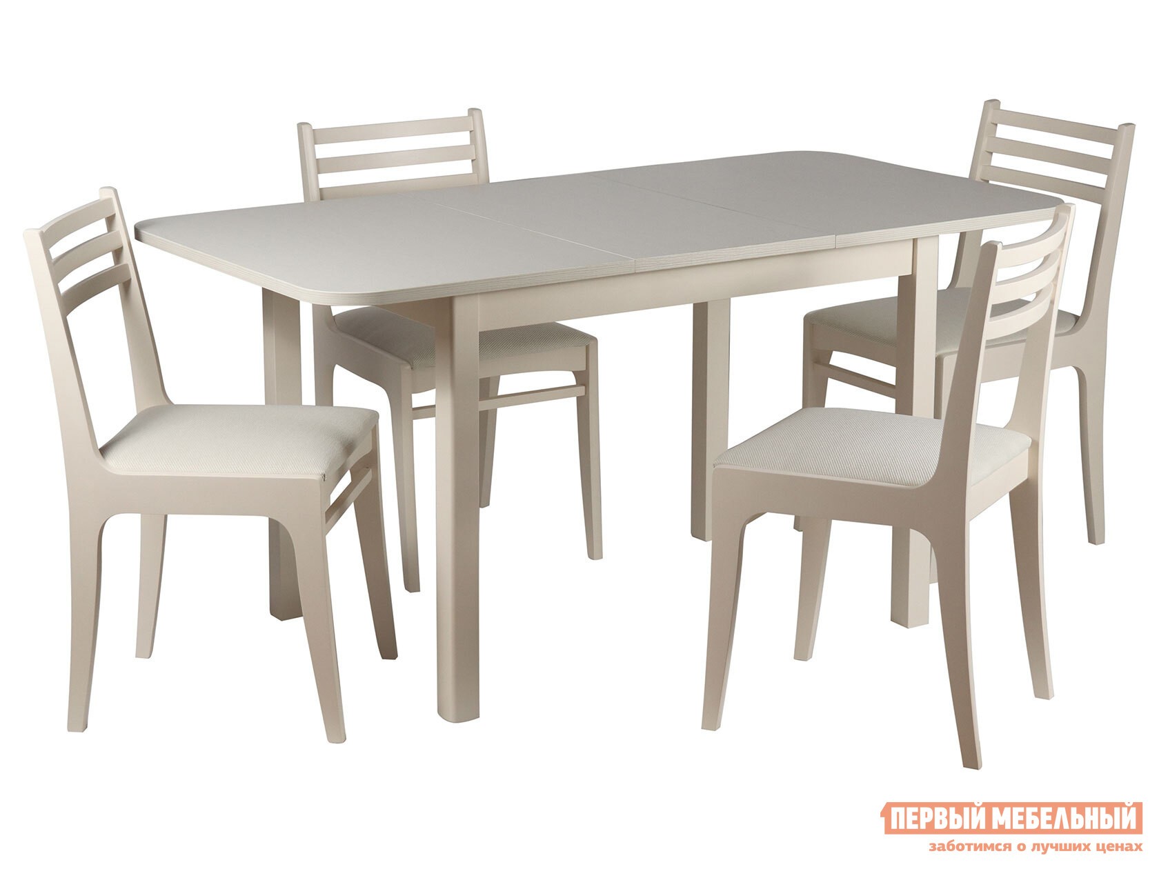Обеденная группа для столовой и гостиной  Франц + 4 стула Грис Слоновая кость / Валенсия / Аполло беж