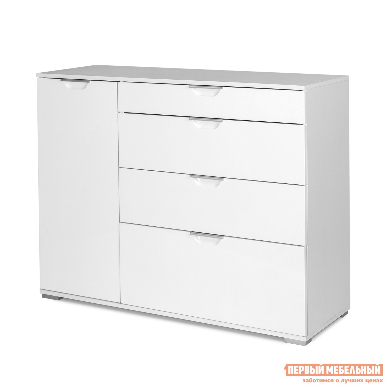 Комод  Лайн-3 Белый / Белый глянец