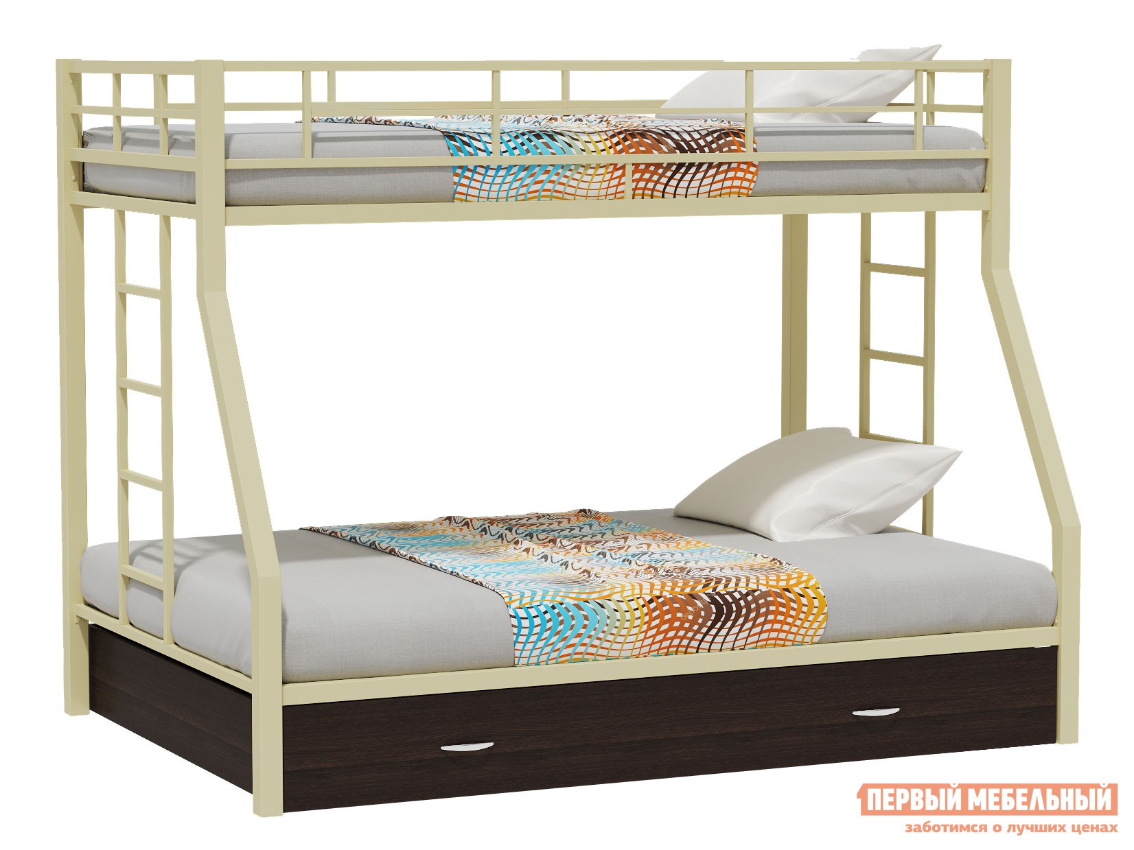Двухъярусная кровать  Гранада Бежевый / Венге, С ящиком