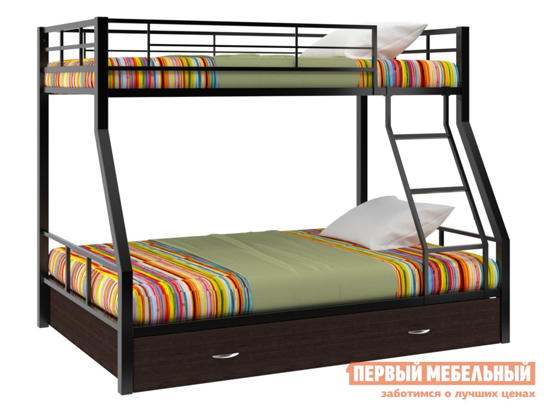 Двухъярусная кровать  Гранада 1 Черный / Венге, С ящиком