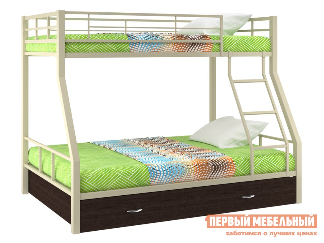 Двухъярусная кровать  Гранада 1 Бежевый / Венге, С ящиком