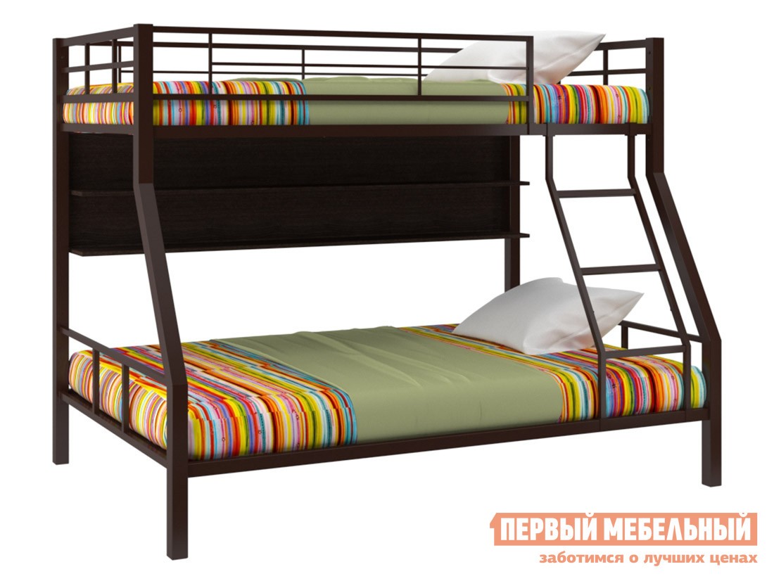 Двухъярусная кровать  Гранада 1 Коричневый / Венге, С полкой