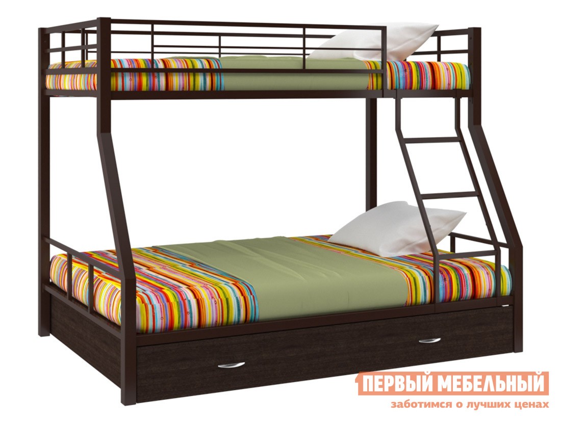 Двухъярусная кровать  Гранада 1 Коричневый / Венге, С ящиком