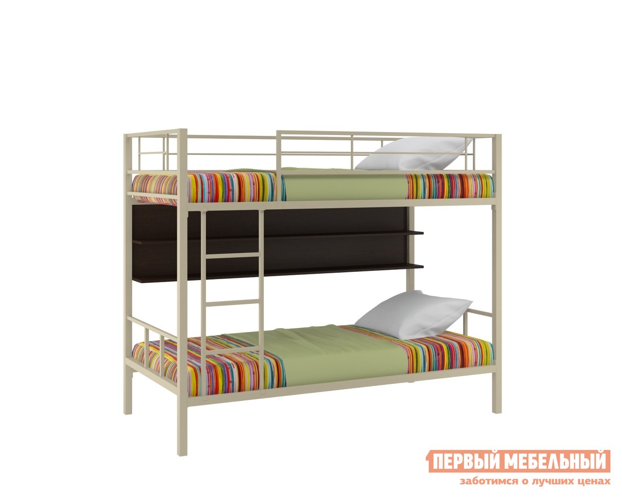 Двухъярусная кровать  Севилья-2 с полкой Бежевый / Венге