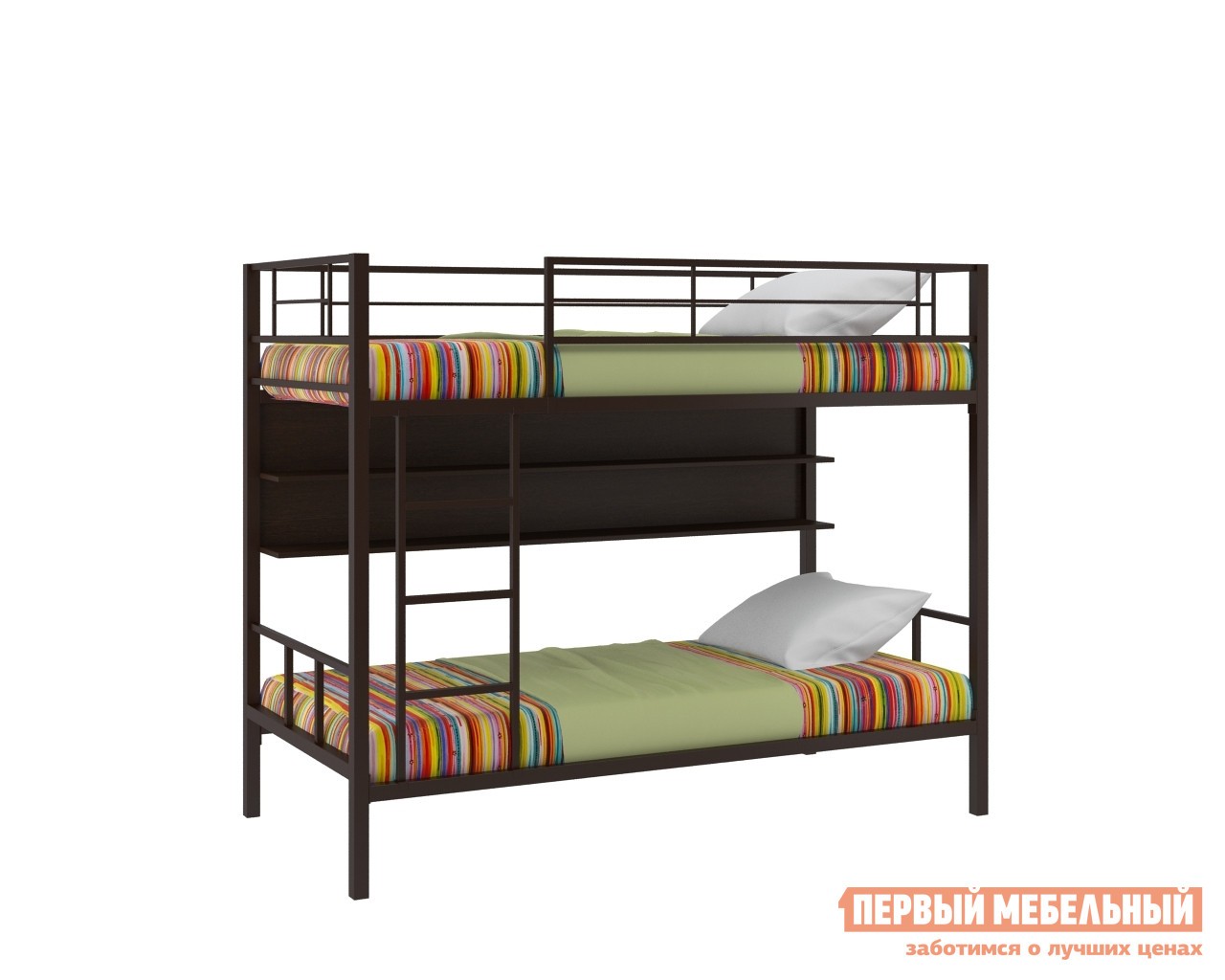 Двухъярусная кровать  Севилья-2 с полкой Коричневый / Венге