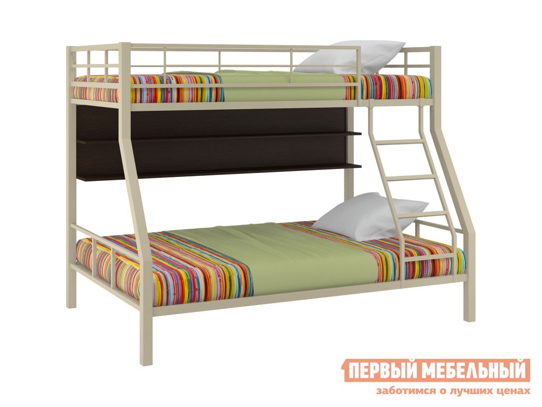 Двухъярусная кровать  Гранада-1 с полкой Бежевый / Венге