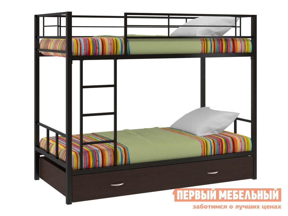 Двухъярусная кровать  Севилья 2 Черный / Венге, С ящиком