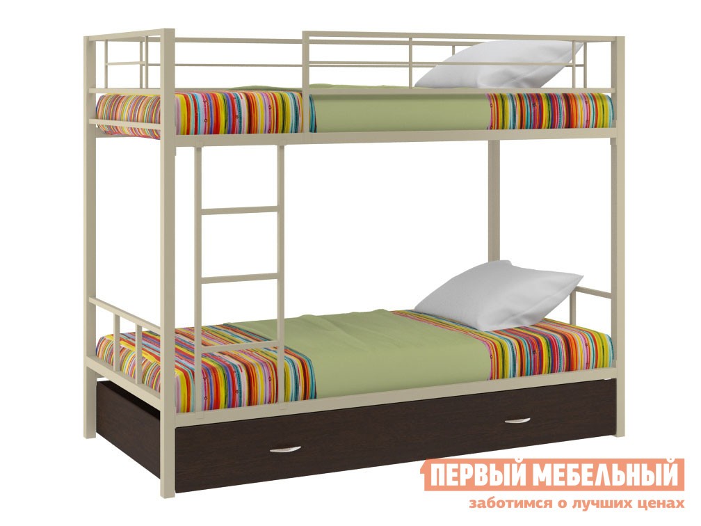 Двухъярусная кровать  Севилья 2 Бежевый / Венге, С ящиком