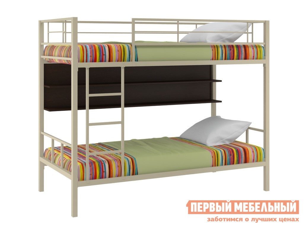 Двухъярусная кровать  Севилья 2 Бежевый / Венге, С полкой