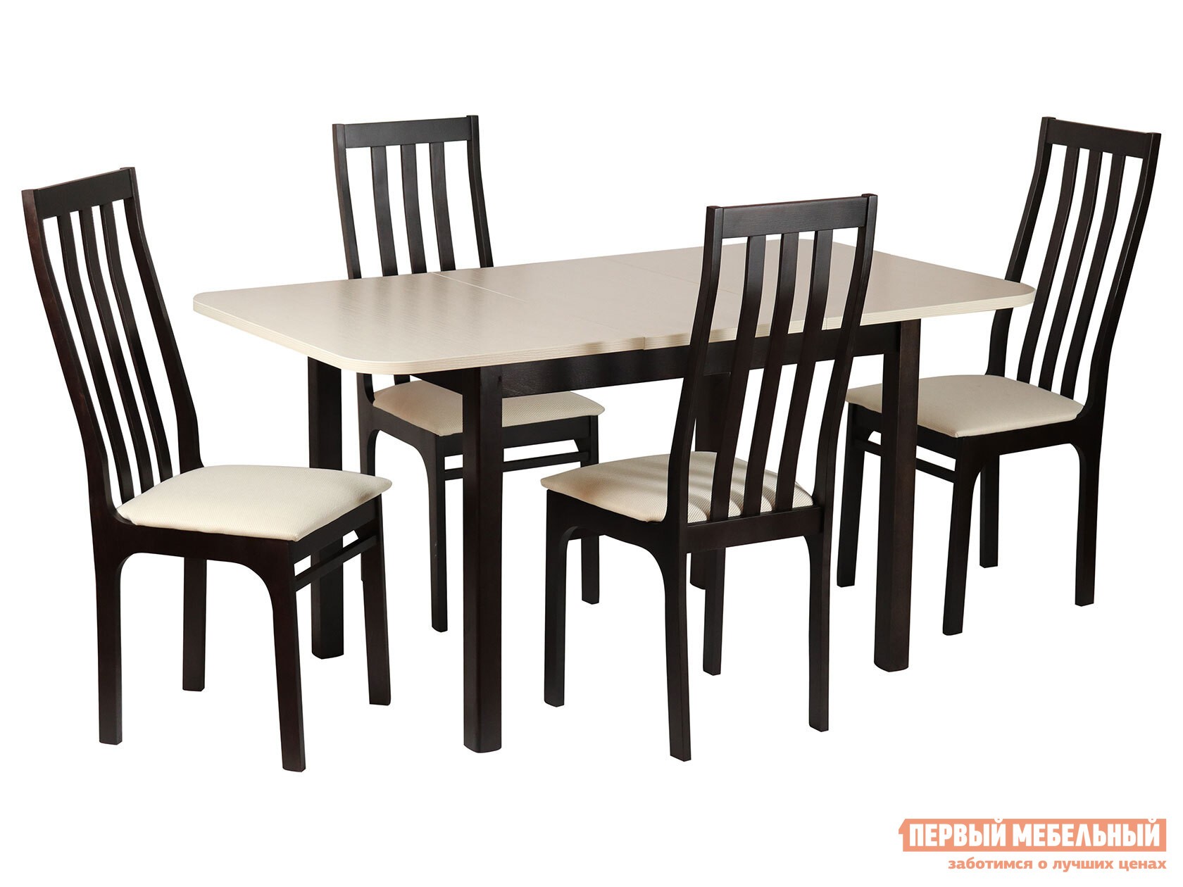 Обеденная группа для столовой и гостиной  Франц 3 + 4 стула Венге / Валенсия