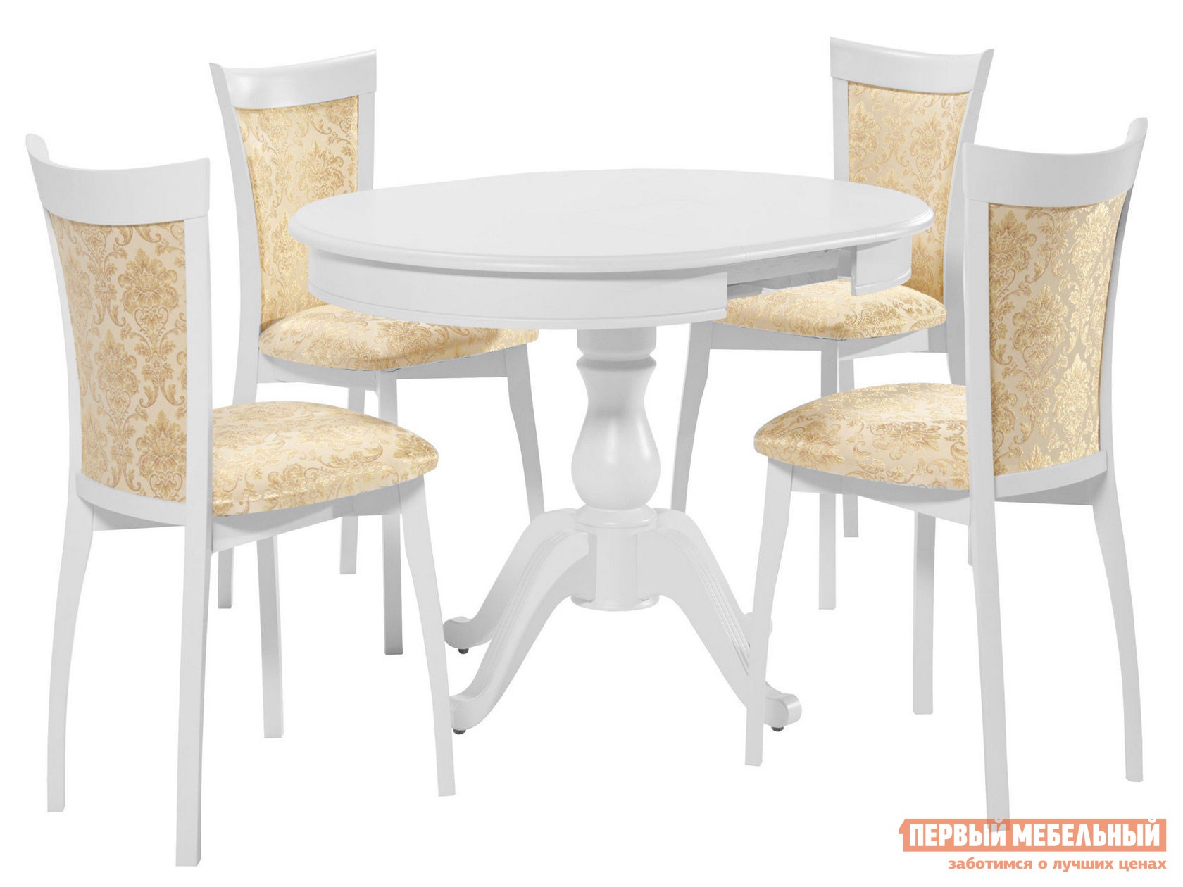 Обеденная группа для столовой и гостиной  Тулицио-820-4 Эмаль белая / Андрис вензель 160