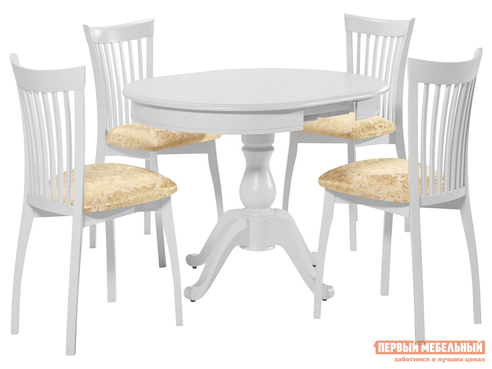 Обеденная группа для столовой и гостиной  Тулицио-820-4 Эмаль белая / Андрис вензель 160
