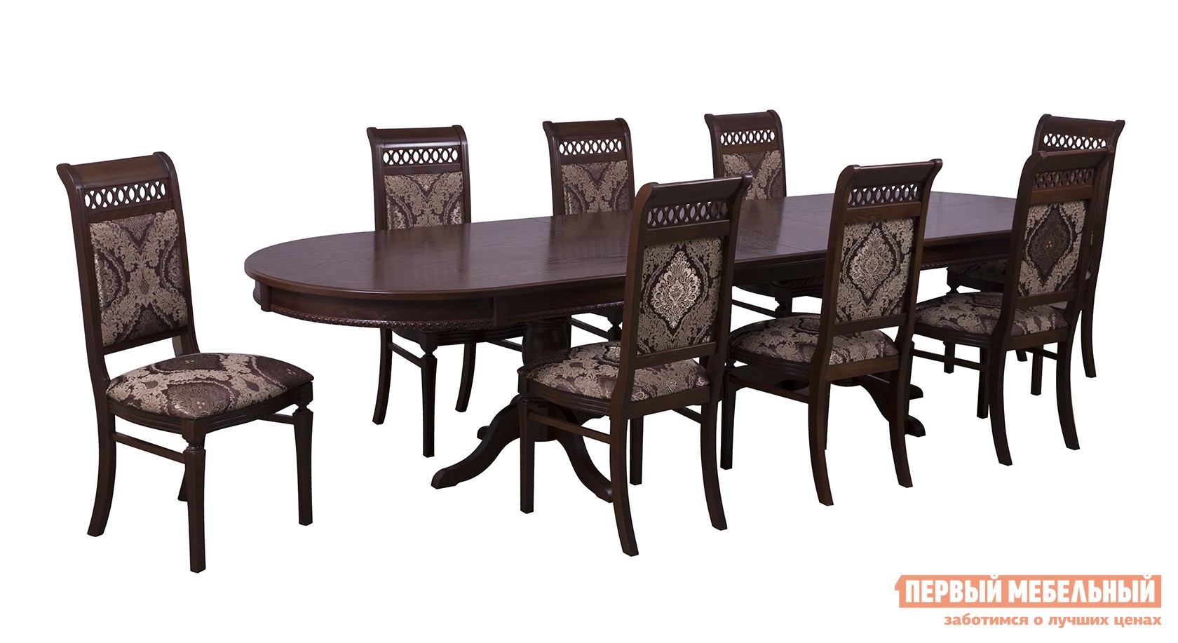 Обеденная группа для столовой и гостиной  Верона + 8 стульев Флоренция 1 Орех темный