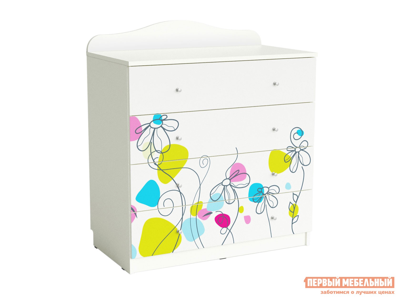 Детский комод  Цветы Белый / Цветы
