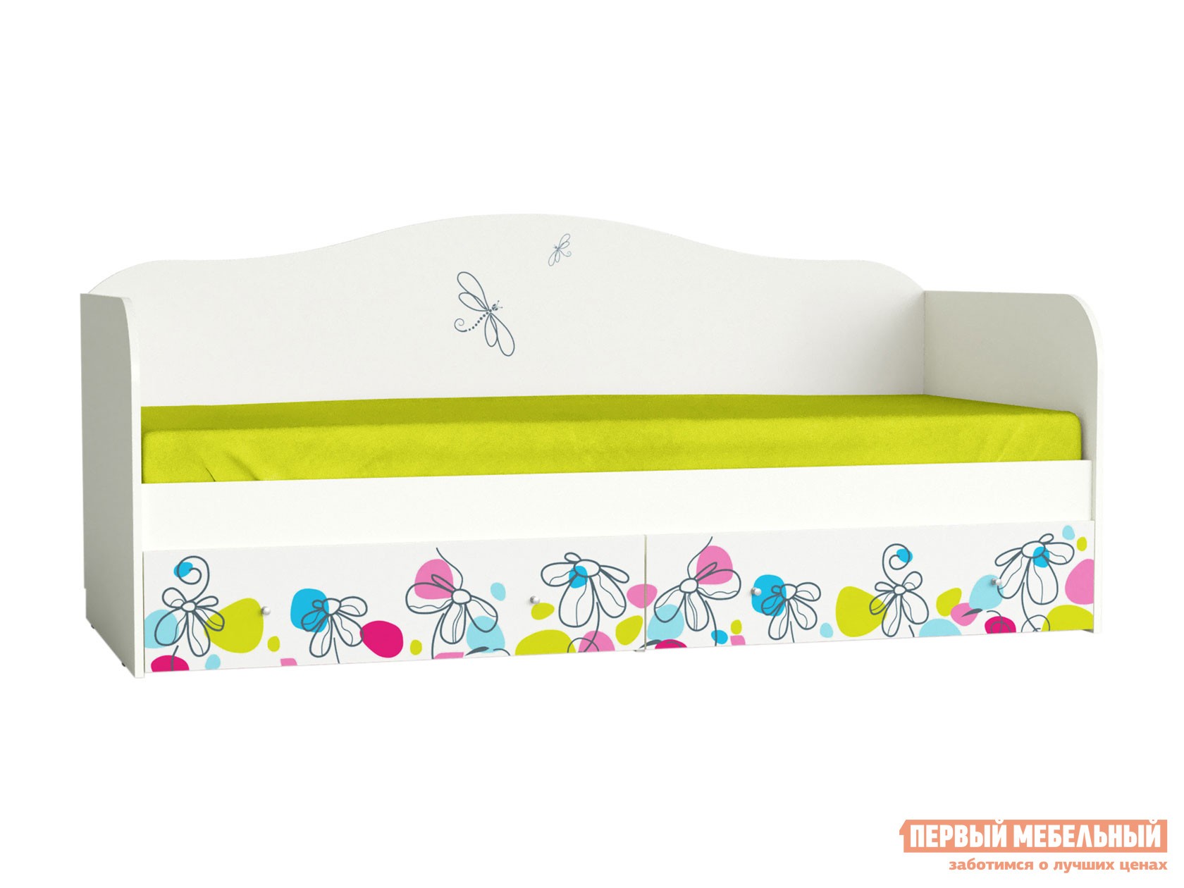 Детская кровать  Цветы Белый / Цветы