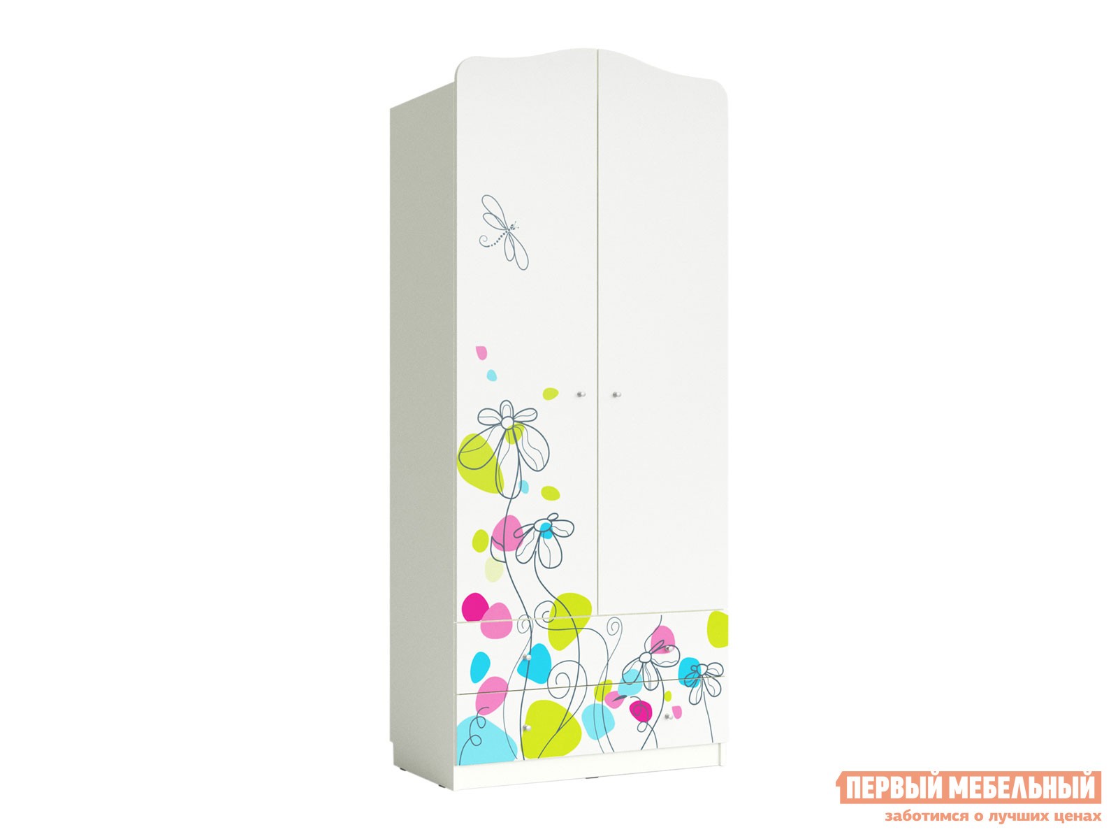 Детский шкаф  Цветы Белый / Цветы