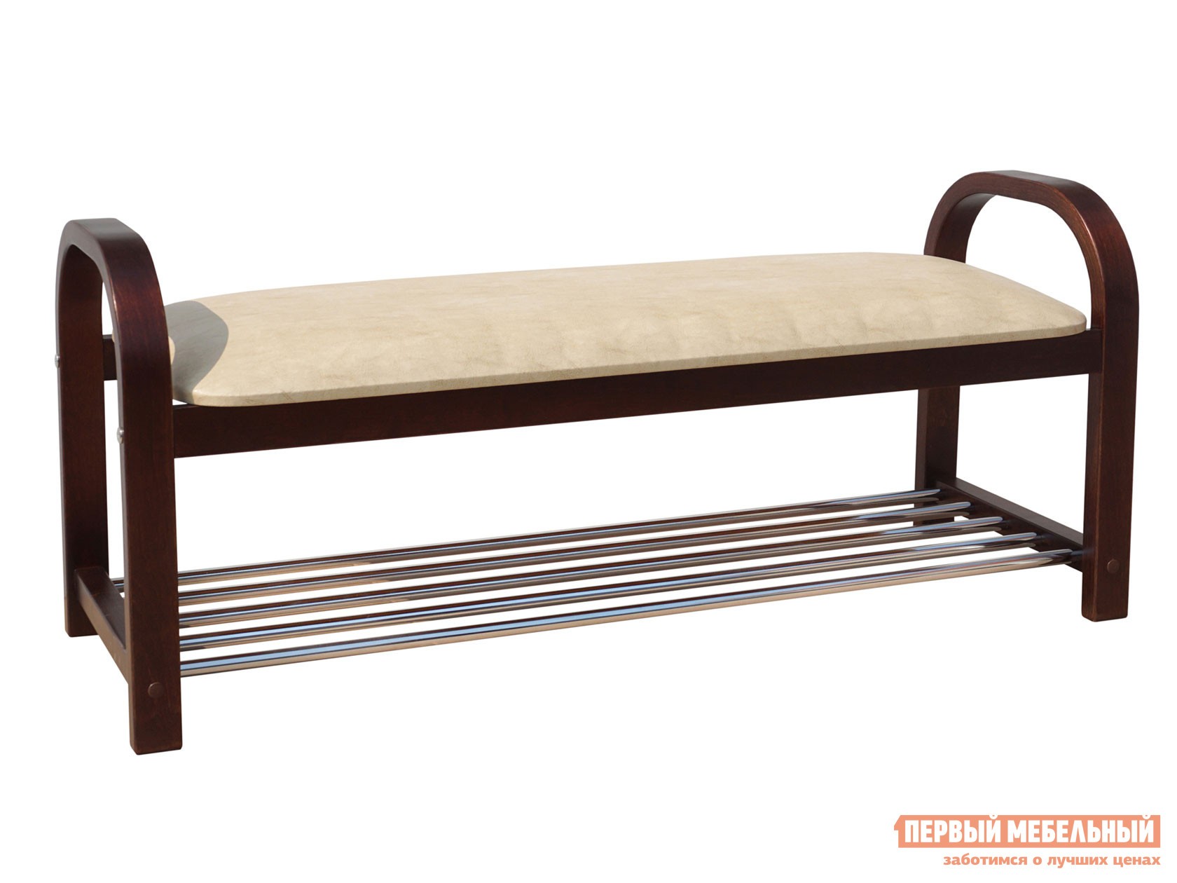 Банкетка  Сириус  Орех темный / Бежевый, экокожа