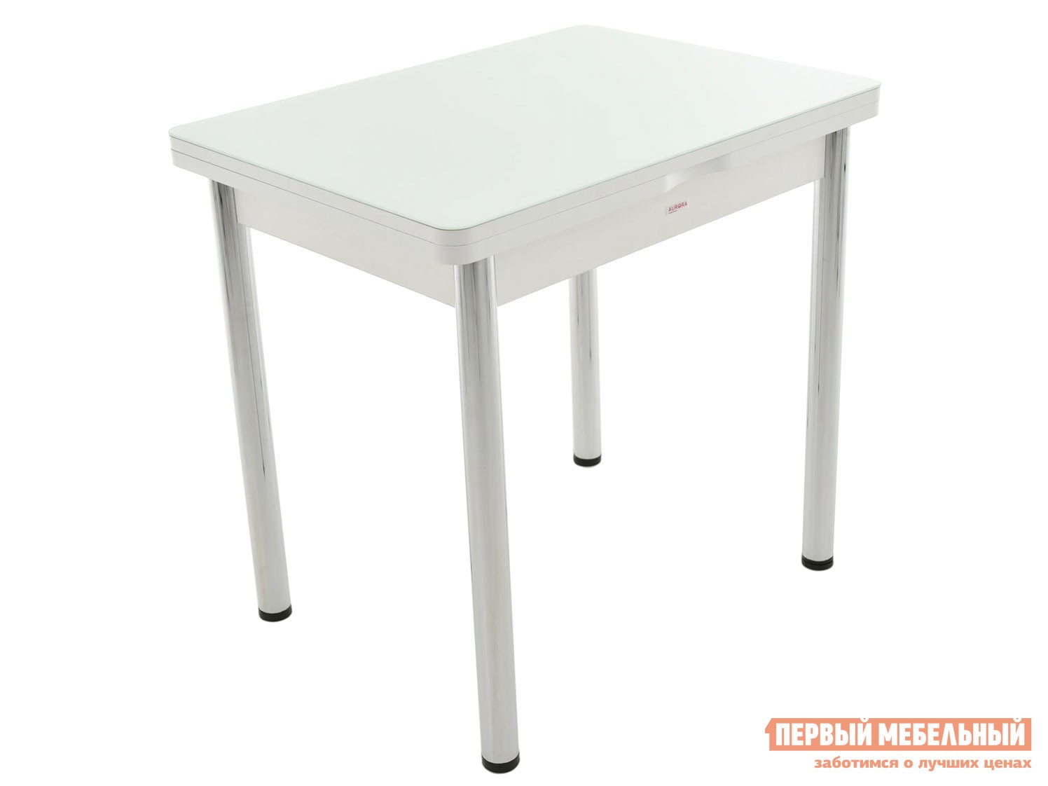 Кухонный стол  Бари мини Хром / Белый, стекло / Белый, ЛДСП