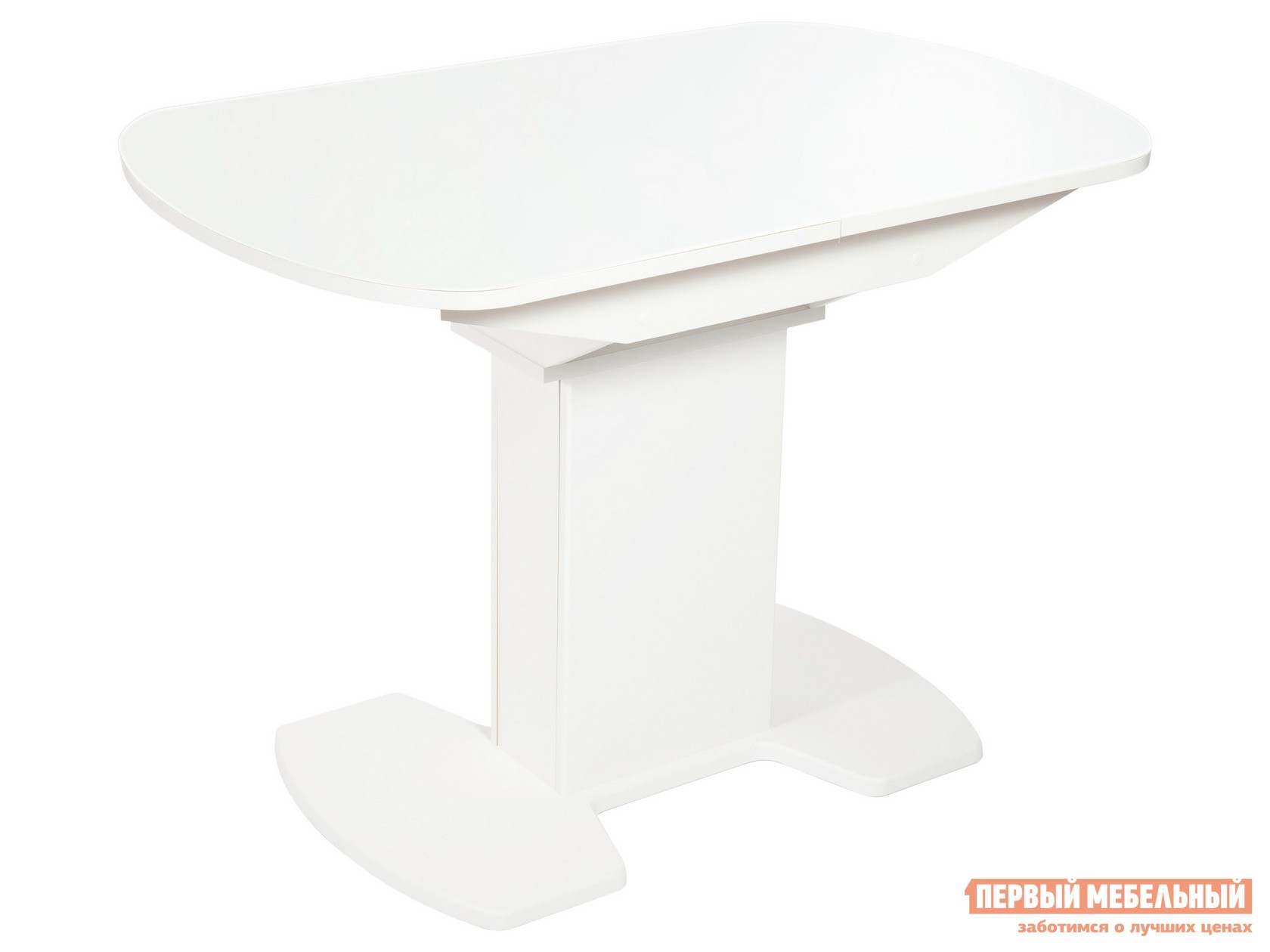 Кухонный стол  Корсика Стекло Белое / ЛДСП Белая