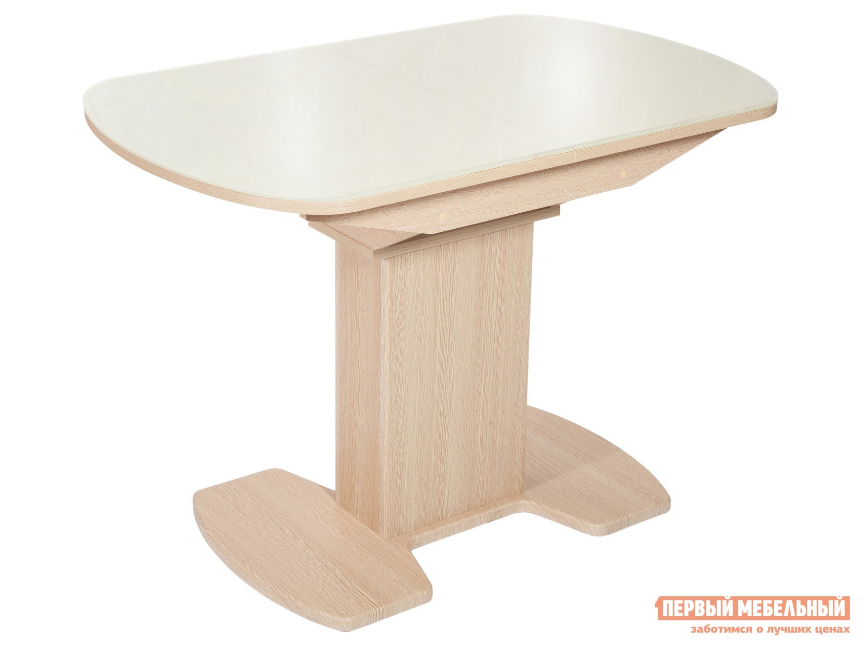 Кухонный стол  Корсика Стекло Молочное / ЛДСП Дуб выбеленный