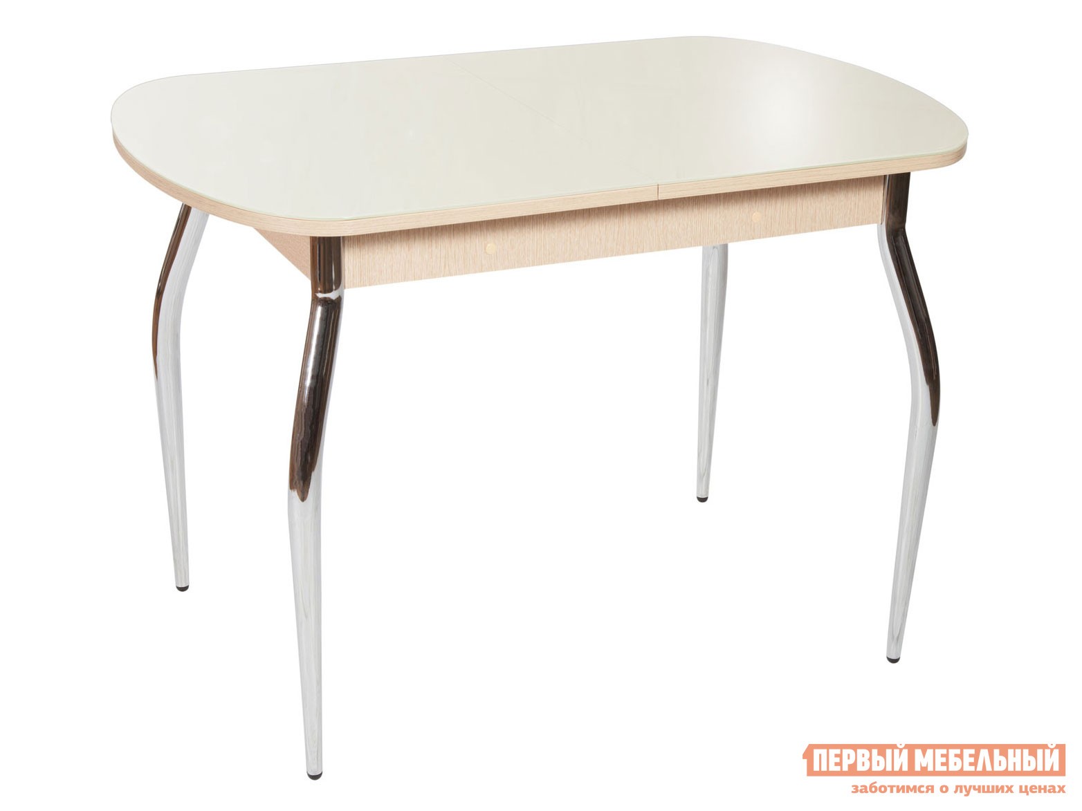 Кухонный стол  Ривьера СВ Стекло Молочное / ЛДСП Дуб выбеленный