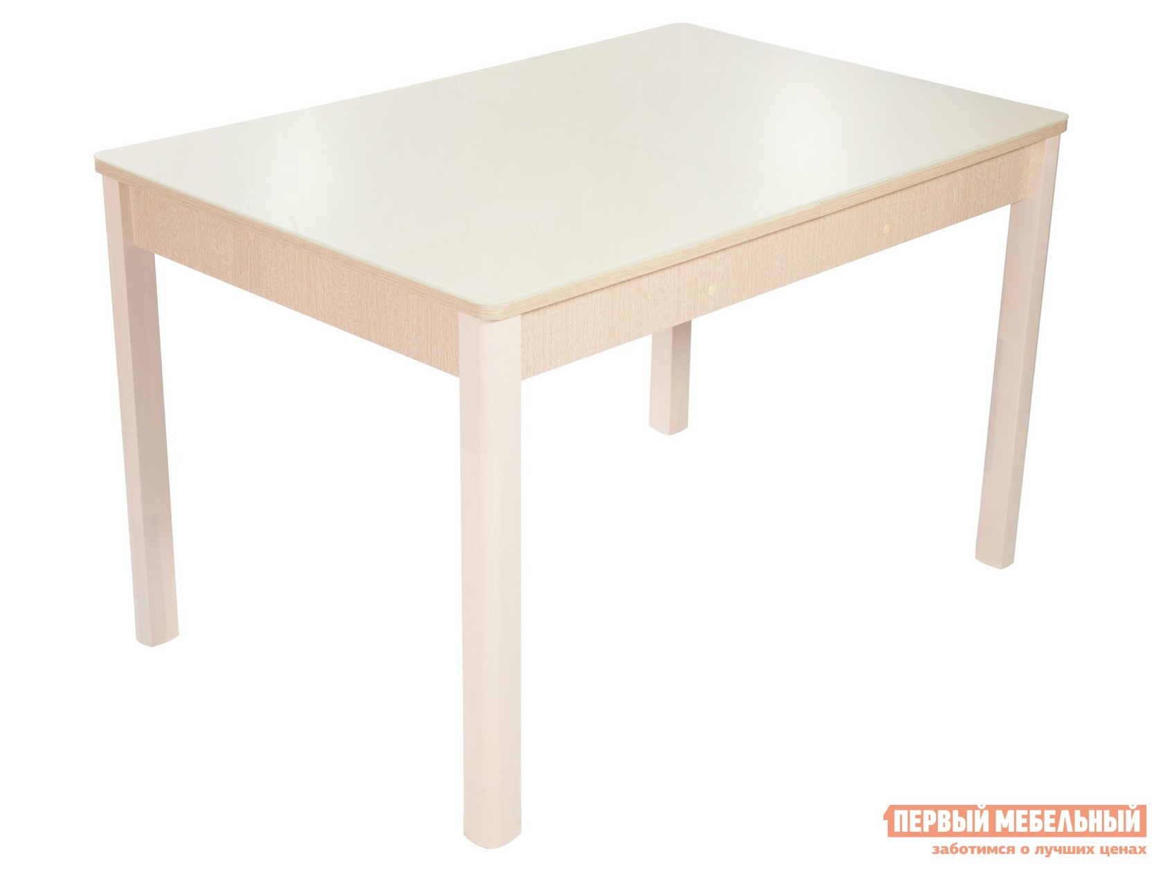 Кухонный стол  Гамбург СВ Стекло Молочное / Опоры Дуб выбеленный