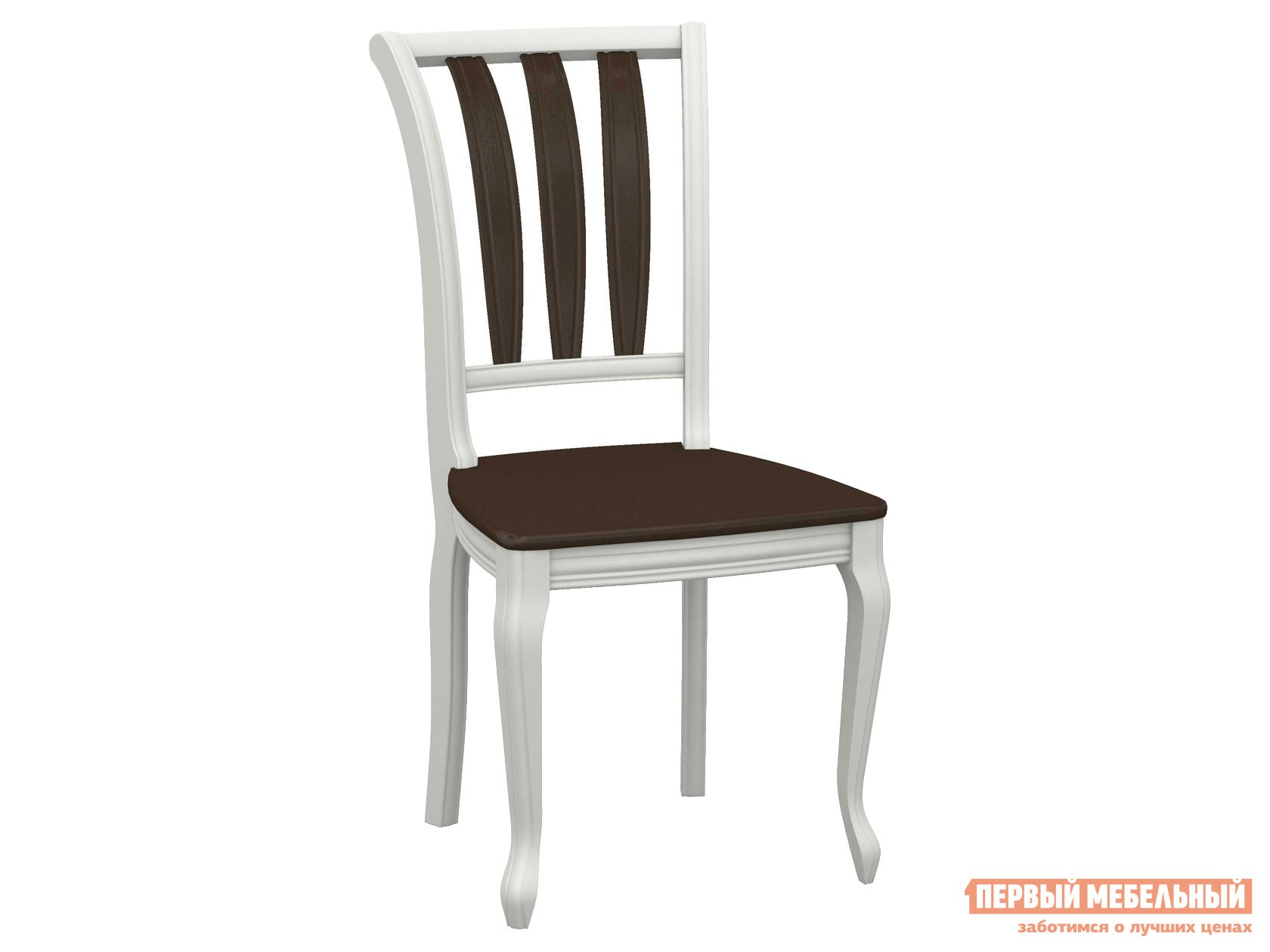 Стул  Кабриоль Т Эмаль Белая / Орех темный