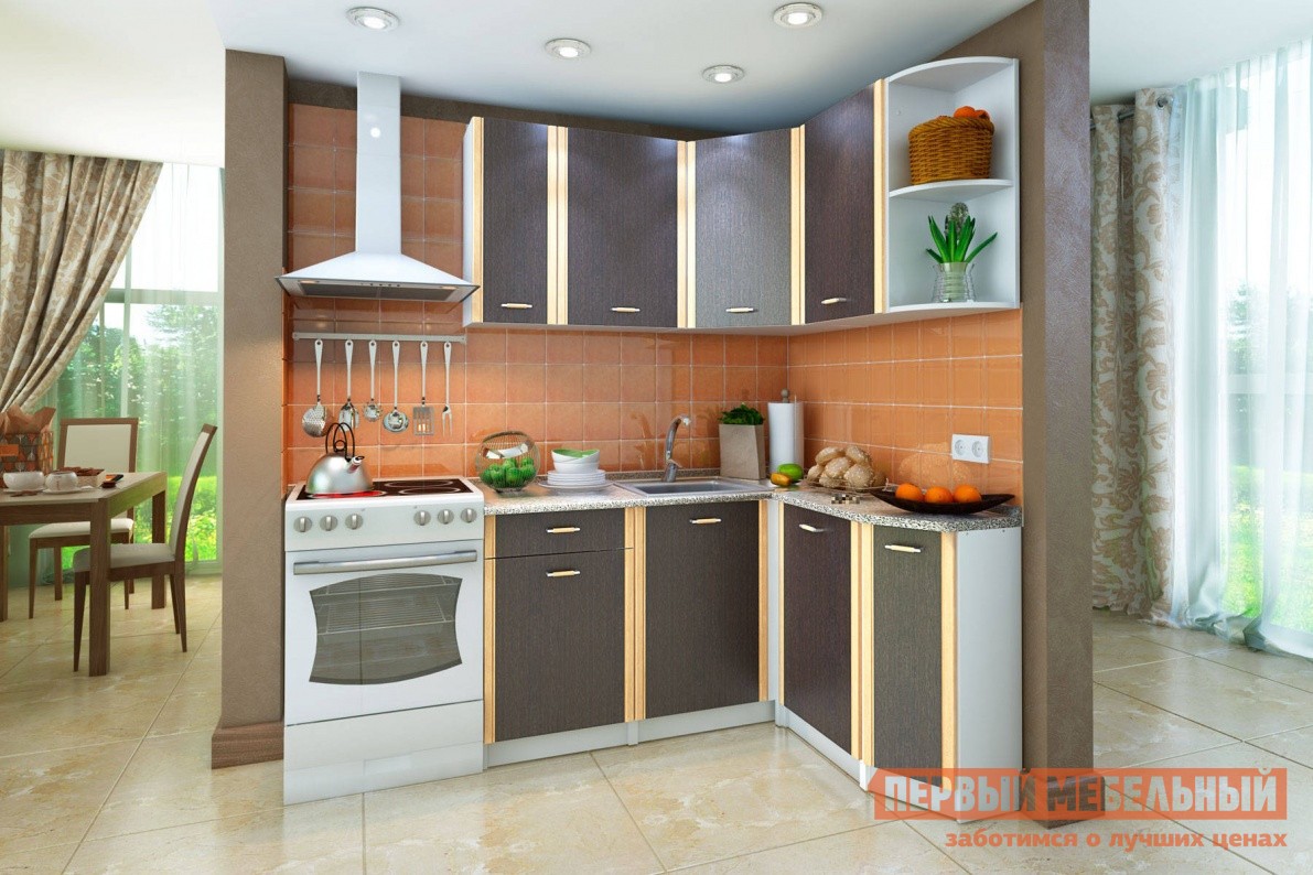 Кухонный гарнитур  Бланка СТЛ. Корпус Белый / Фасады Венге, Правая