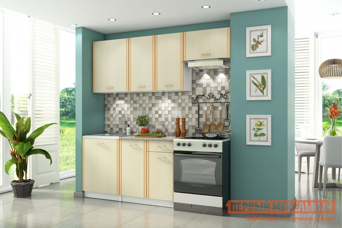 Кухонный гарнитур  Бланка Кремона 200 см Корпус белый / Фасады Дуб Кремона