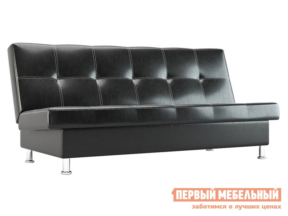 Прямой диван  Гастон Черный, экокожа