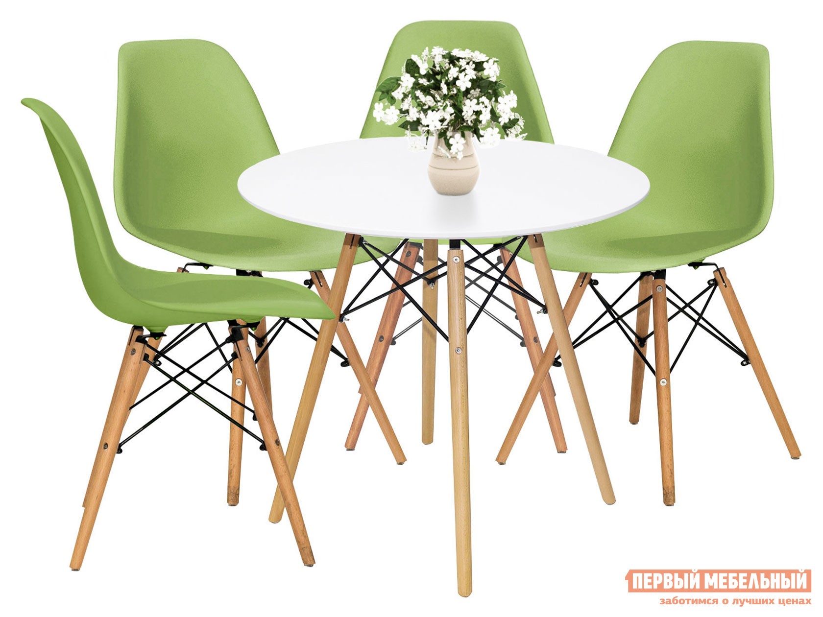 Обеденная группа для столовой и гостиной  EAMES Белый / Зеленый