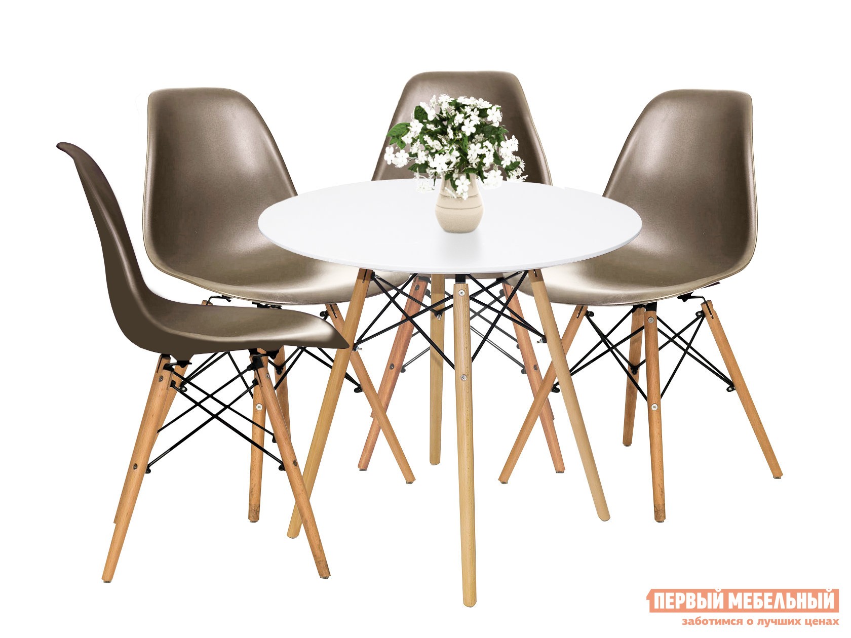 Обеденная группа для столовой и гостиной  EAMES Белый / Темно-серый