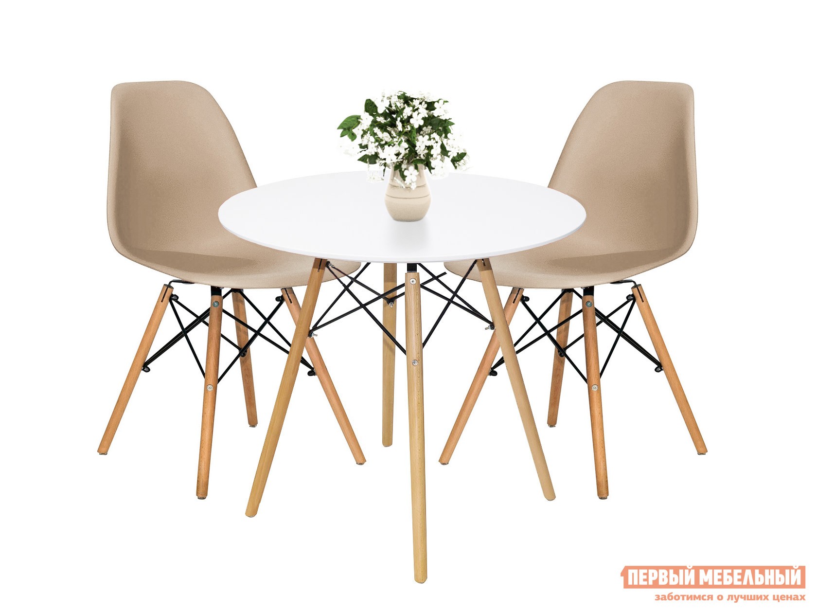 Обеденная группа для столовой и гостиной  EAMES Белый / Бежево-серый