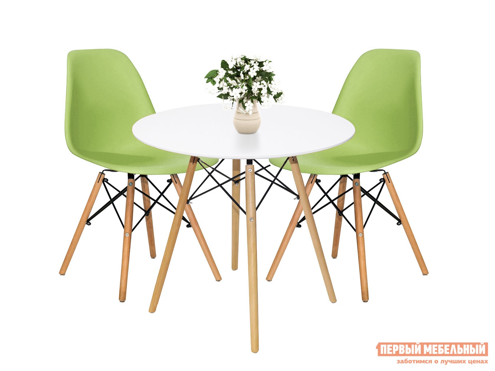 Обеденная группа для столовой и гостиной  EAMES Белый / Зеленый
