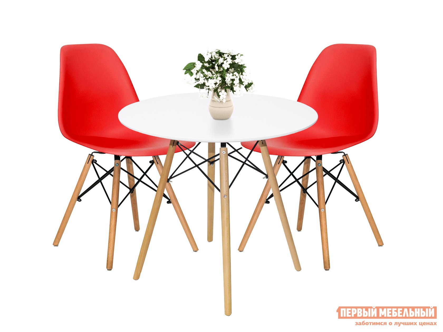 Обеденная группа для столовой и гостиной  EAMES Белый / Красный