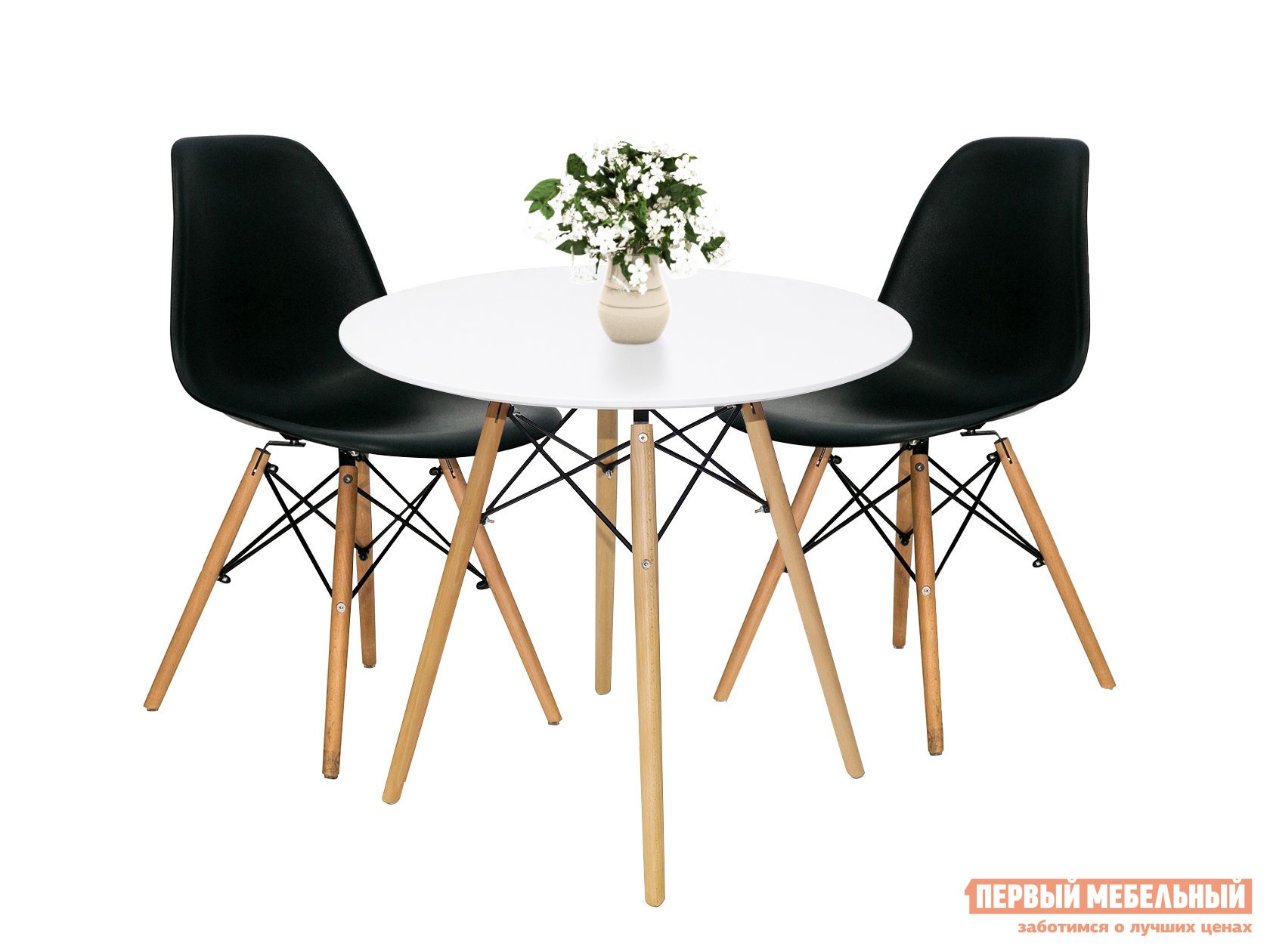 Обеденная группа для столовой и гостиной  EAMES Белый / Черный