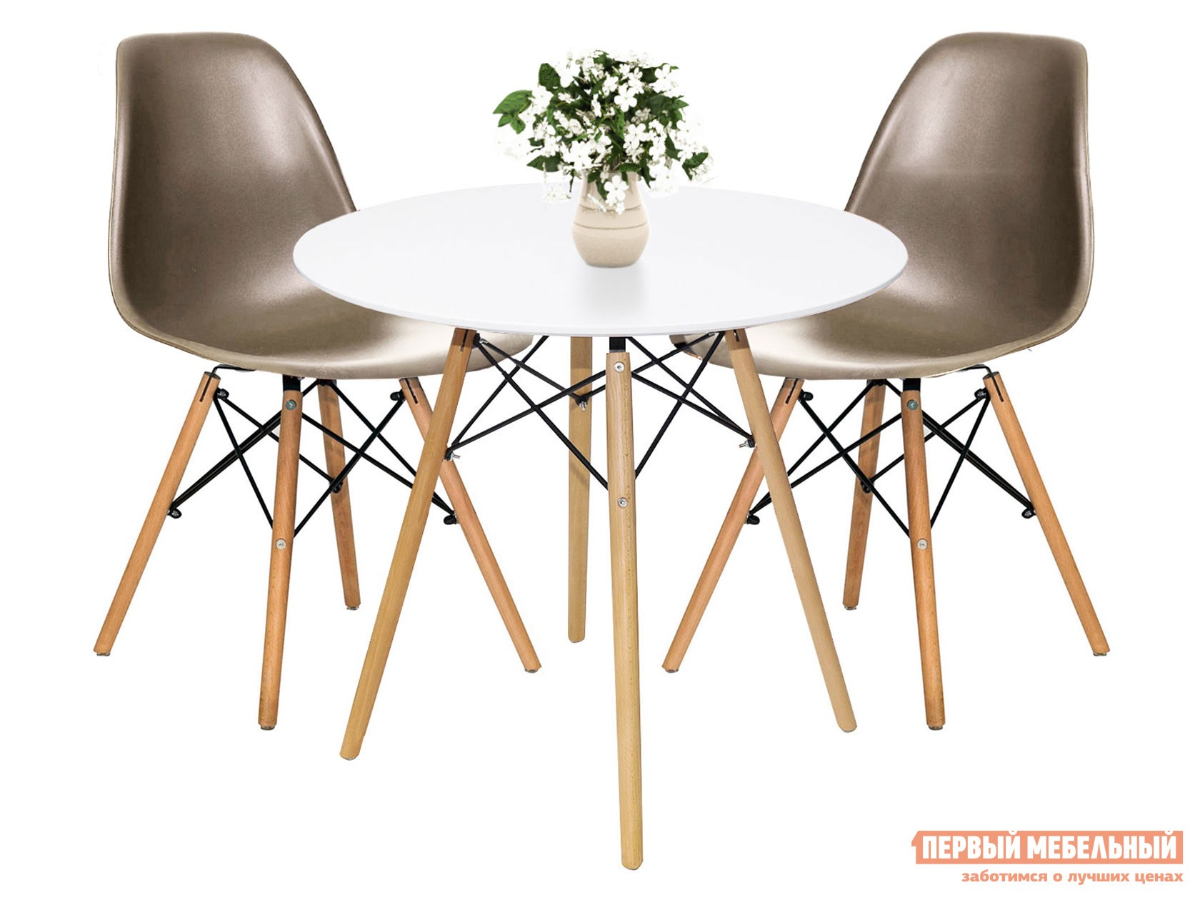 Обеденная группа для столовой и гостиной  EAMES Белый / Темно-серый