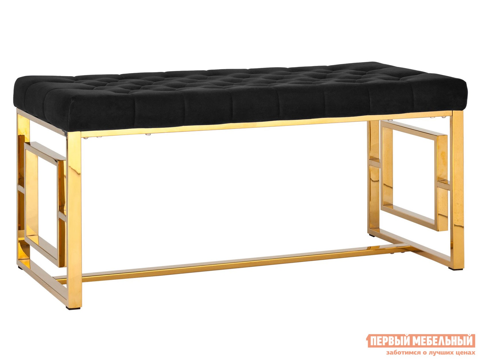 Банкетка  Бруклин Черный, велюр / Сталь, золото