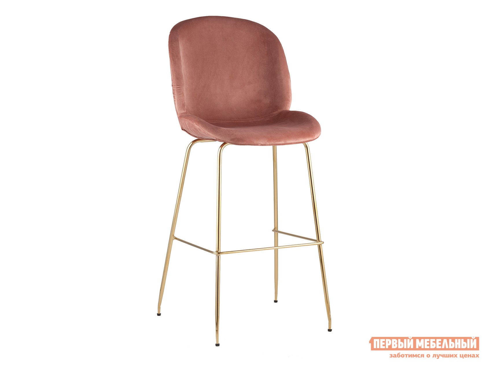 Барный стул  Турин Бар со спинкой Пудровый, велюр