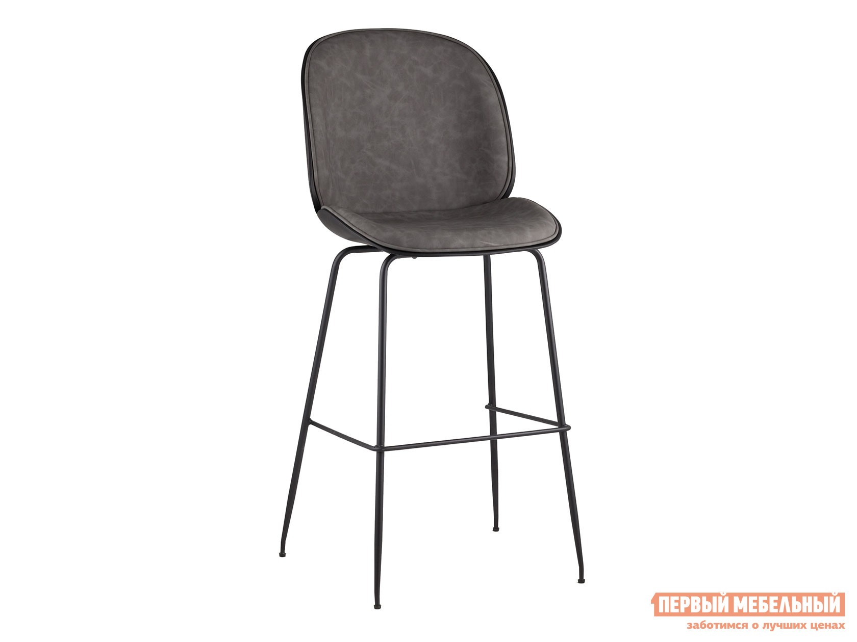Барный стул  Турин Бар со спинкой Серая экокожа