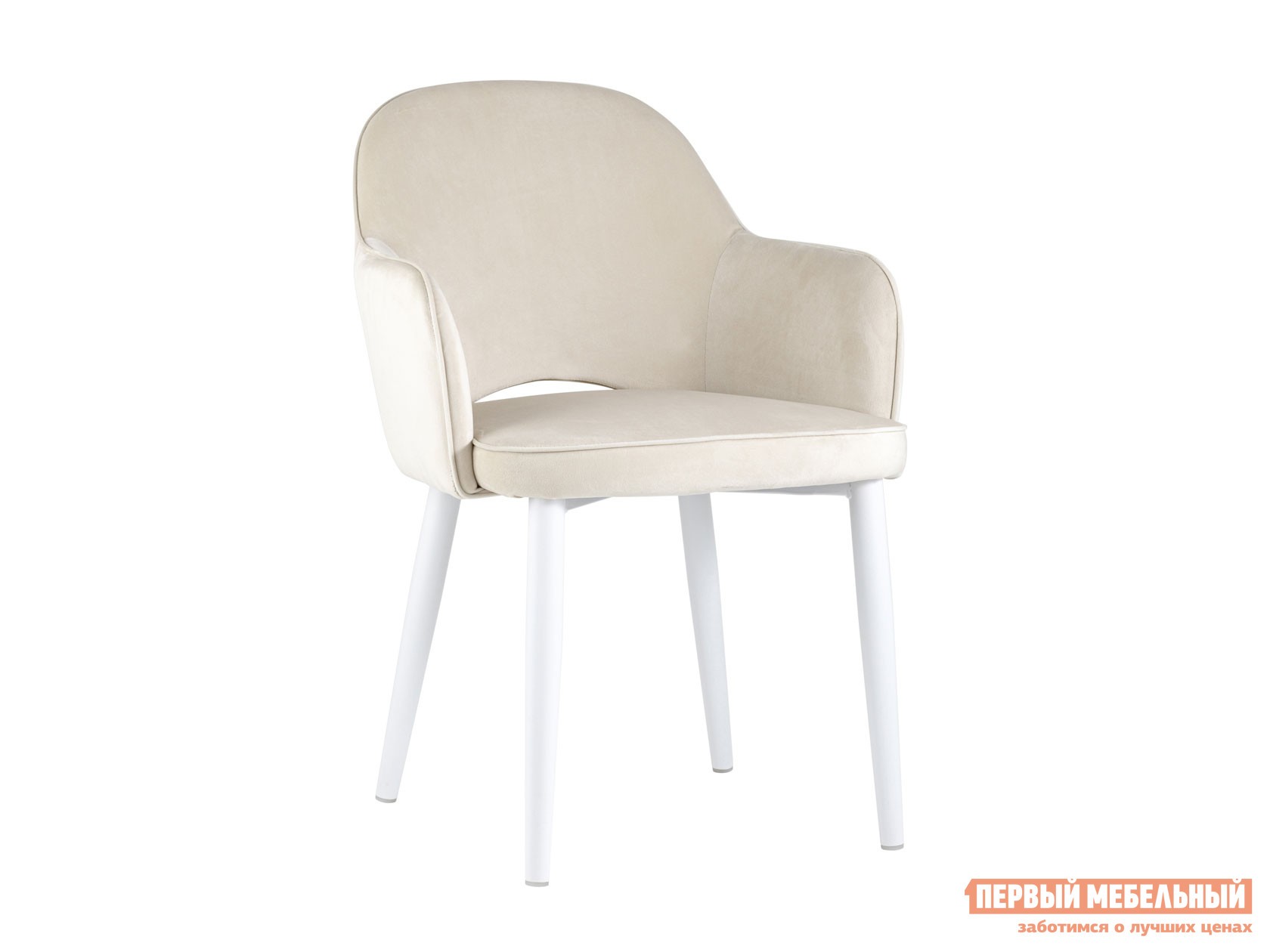 Стул  Венера Кремовый, велюр / Белый, металл