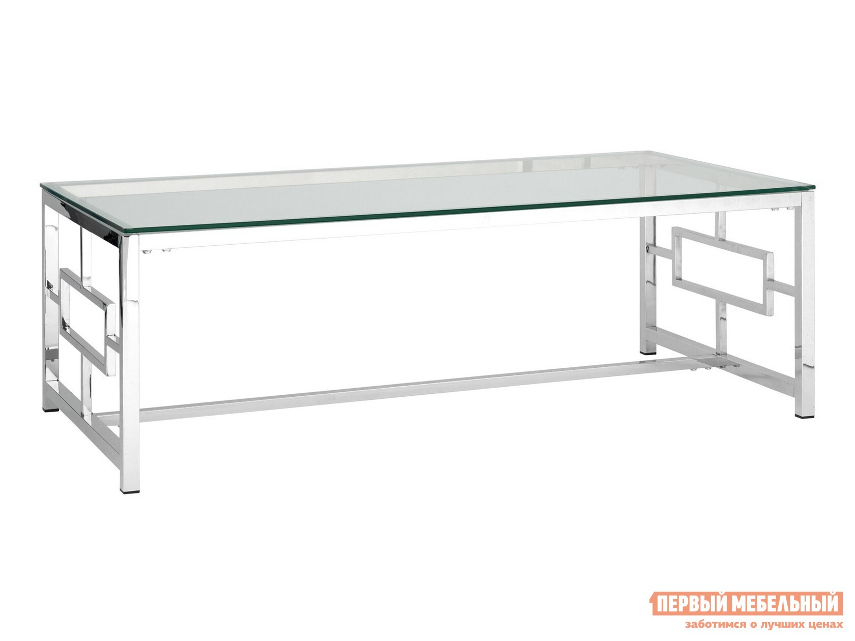 Журнальный столик  Бруклин 120 Прозрачное стекло / Сталь, серебро