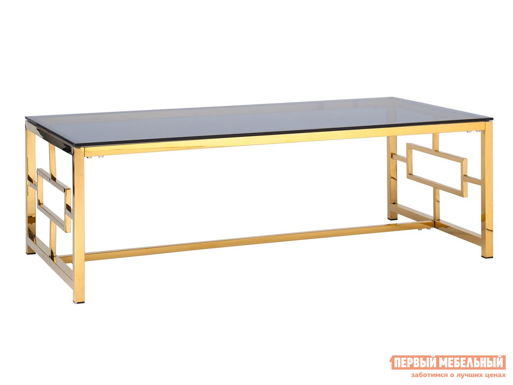 Журнальный столик  Бруклин 120 Темное стекло / Сталь, золото